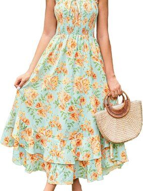 Grace Karin NWT Summer Floral Boho Square Neck Sundress Size XL
